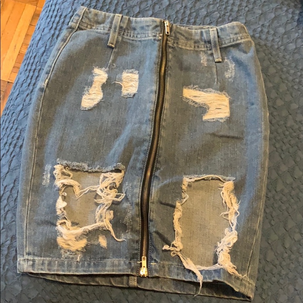 Ripped jean skirt
